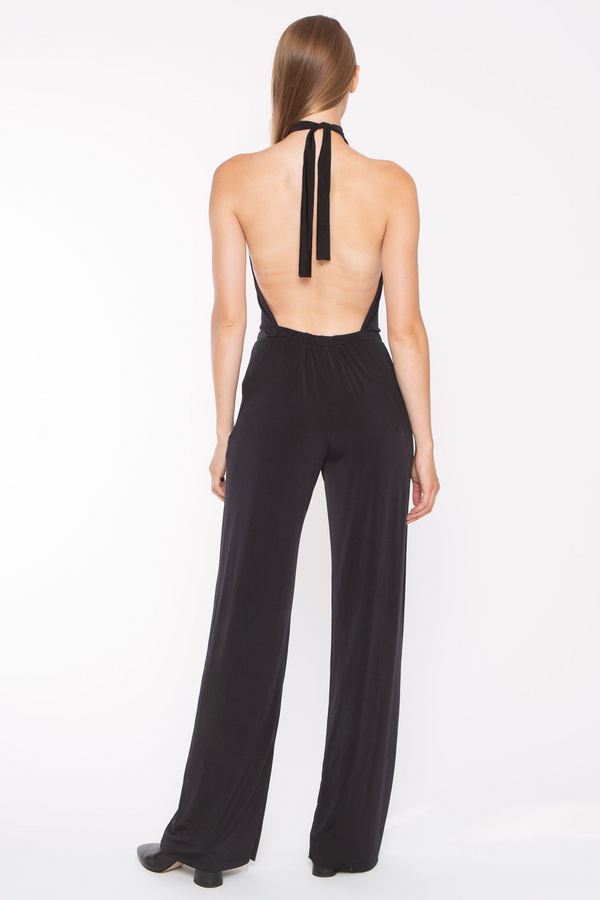 Dark Slate Gray Backless Halter Jumpsuit Jumpsuit