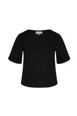 Black Ponte Knit Short Sleeve Top Extended Top