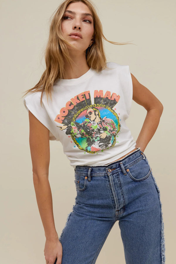 Gray Elton John Rocket Man '72 Banded Tee Graphic Tee