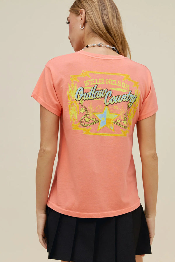 Light Gray Willie Nelson Outlaw Country Tour Tee Graphic Tee