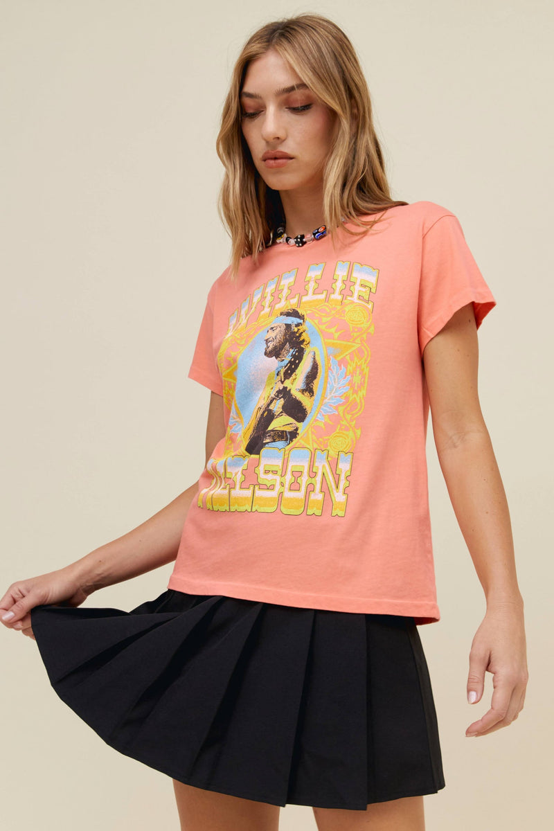 Light Gray Willie Nelson Outlaw Country Tour Tee Graphic Tee