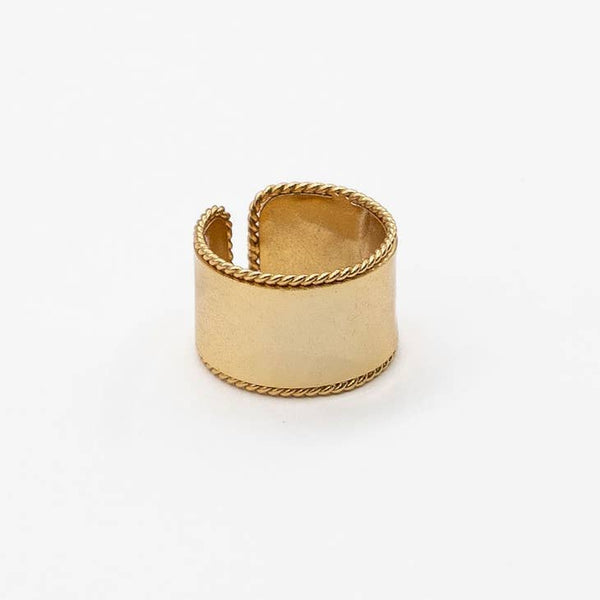 White Smoke Hammered Ring Band Ring
