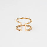 White Smoke Waterproof Gold Twisted Double Ring Ring