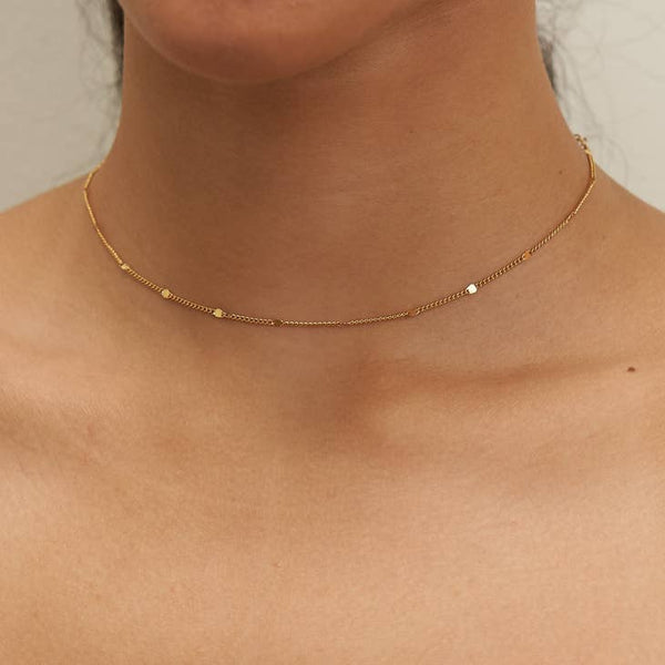 Rosy Brown Dainty Sparkle Chain Choker Necklace