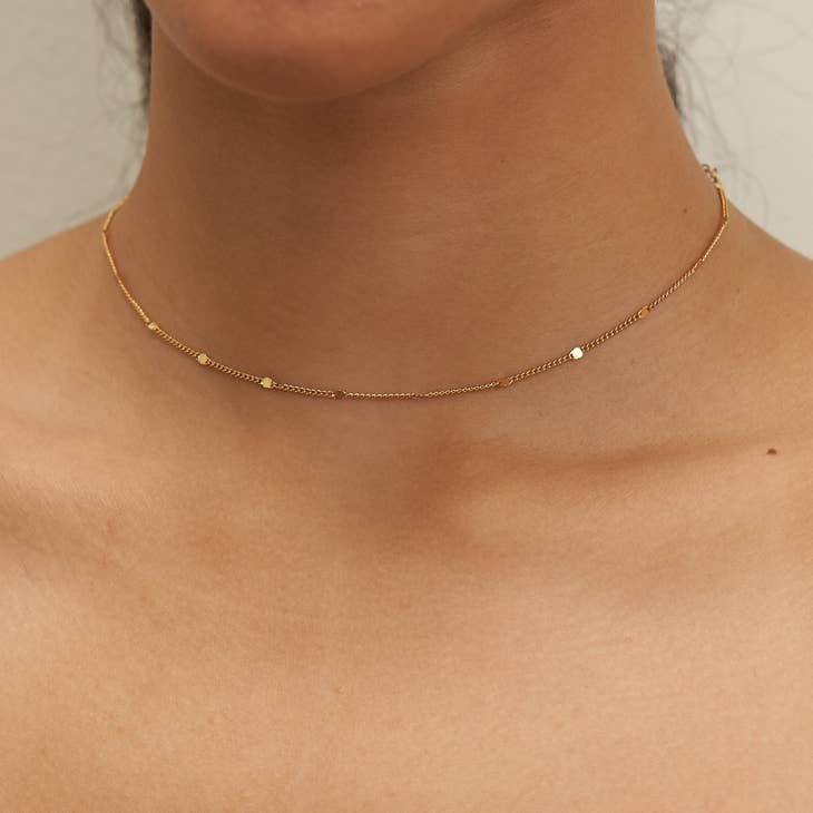 Rosy Brown Dainty Sparkle Chain Choker Necklace