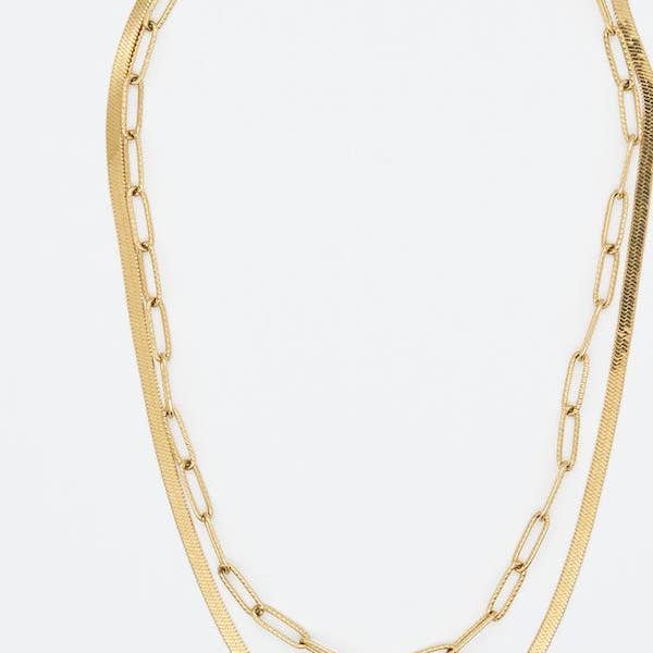 White Smoke Herringbone Layered Necklace Necklace