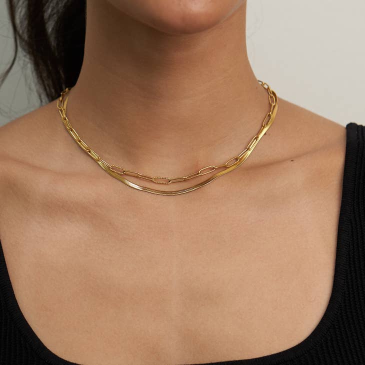 Rosy Brown Herringbone Layered Necklace Necklace