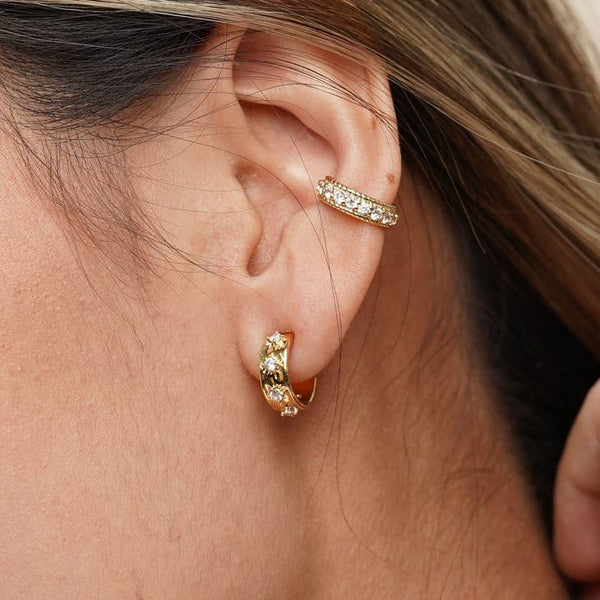 Rosy Brown Shiny Star Hoops Earring