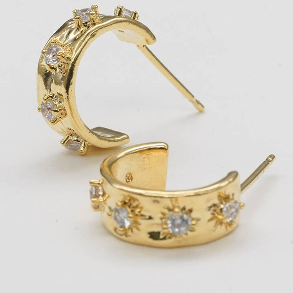 Light Gray Shiny Star Hoops Earring