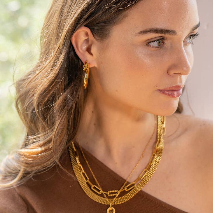 Rosy Brown Hammered Links Necklace Necklace