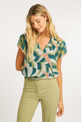 Light Gray Kelsie Top in Desert Mosaic Top