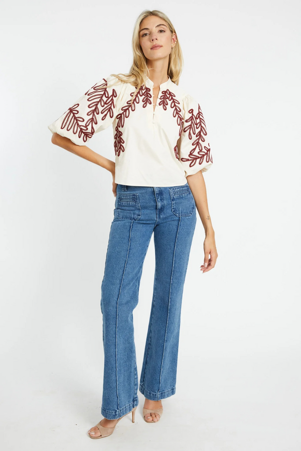 Lavender Elodie Top in Ivory/Chocolate Top