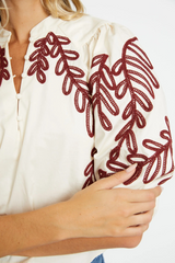 Beige Elodie Top in Ivory/Chocolate Top