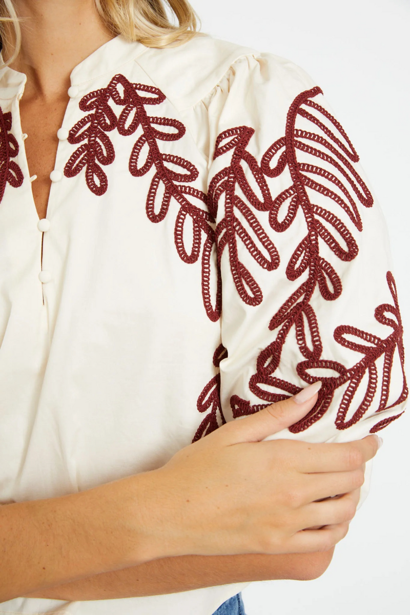 Beige Elodie Top in Ivory/Chocolate Top