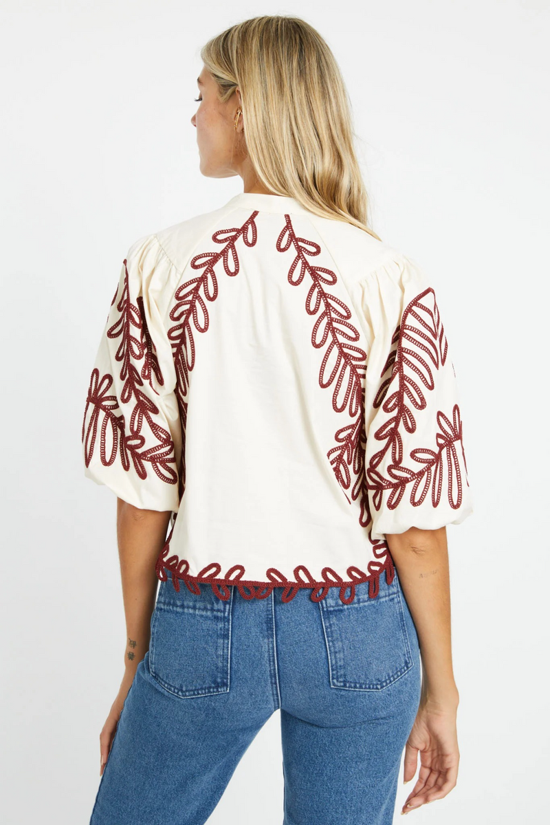 Beige Elodie Top in Ivory/Chocolate Top