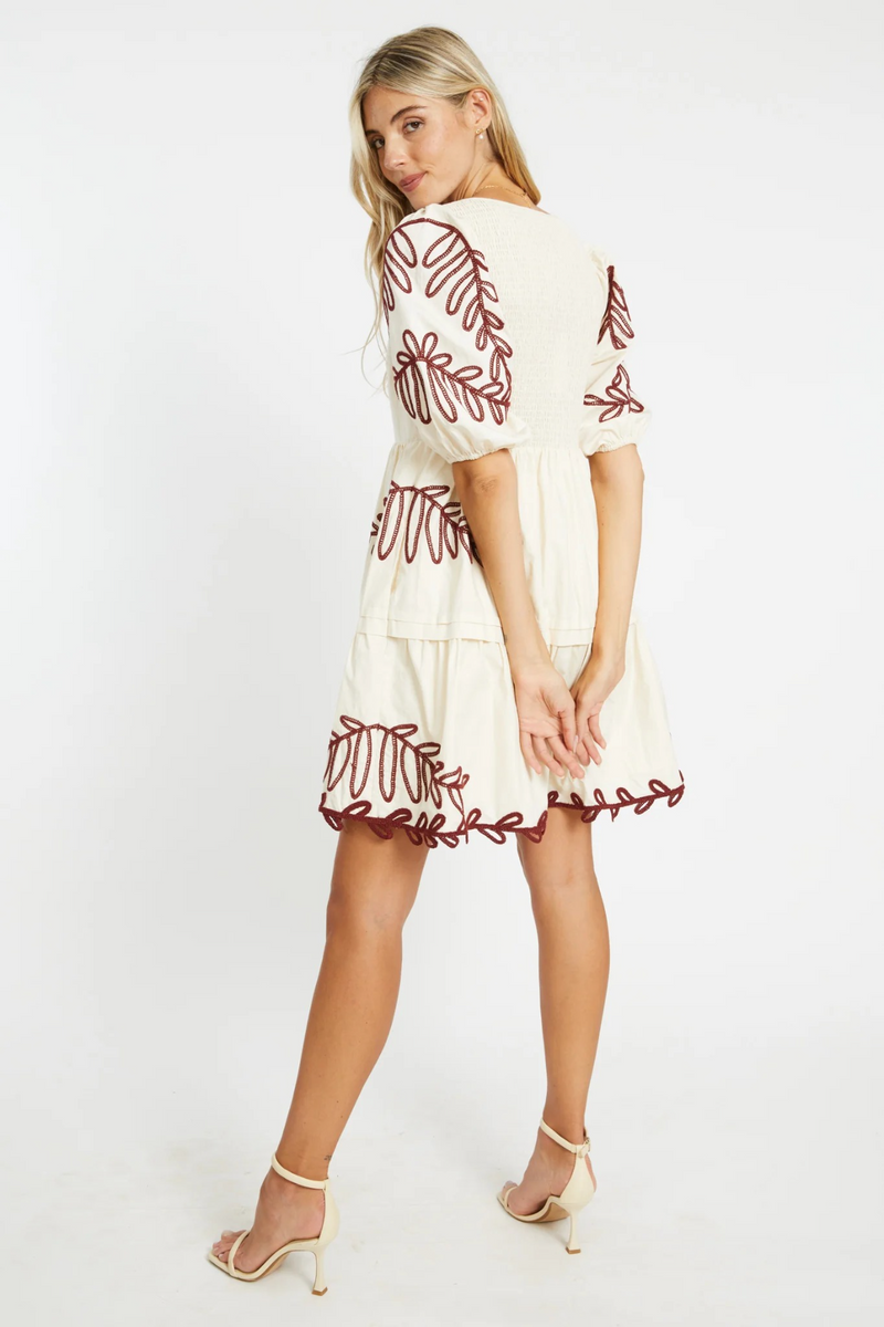 White Smoke Carrie Dress in Ivory/Chocolate Mini Dress