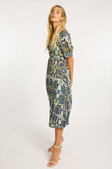 Beige Aidette Dress in Wildcat Tapestry Midi Dress