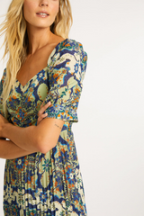 Dark Slate Gray Aidette Dress in Wildcat Tapestry Midi Dress