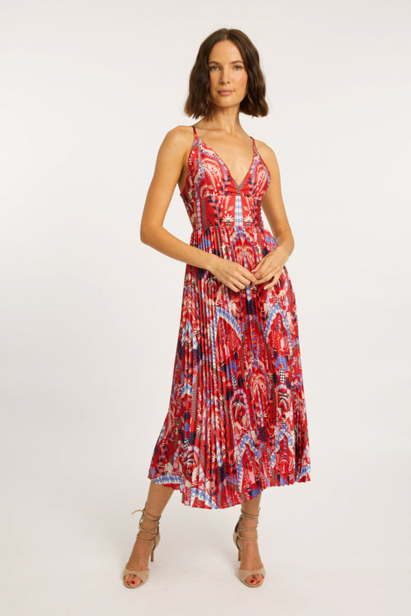 Genevieve Dress in Ruby Tropic