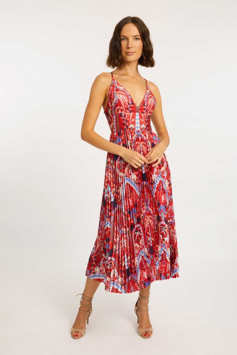 Genevieve Dress in Ruby Tropic