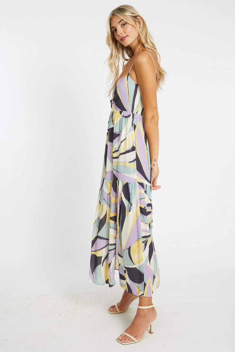 Beige Isla Dress in Addo Floral Maxi Dress