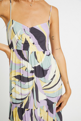 Light Gray Isla Dress in Addo Floral Maxi Dress