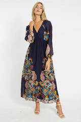 Beige Mindy Maxi Dress in Cosmic Cheetah Maxi Dress