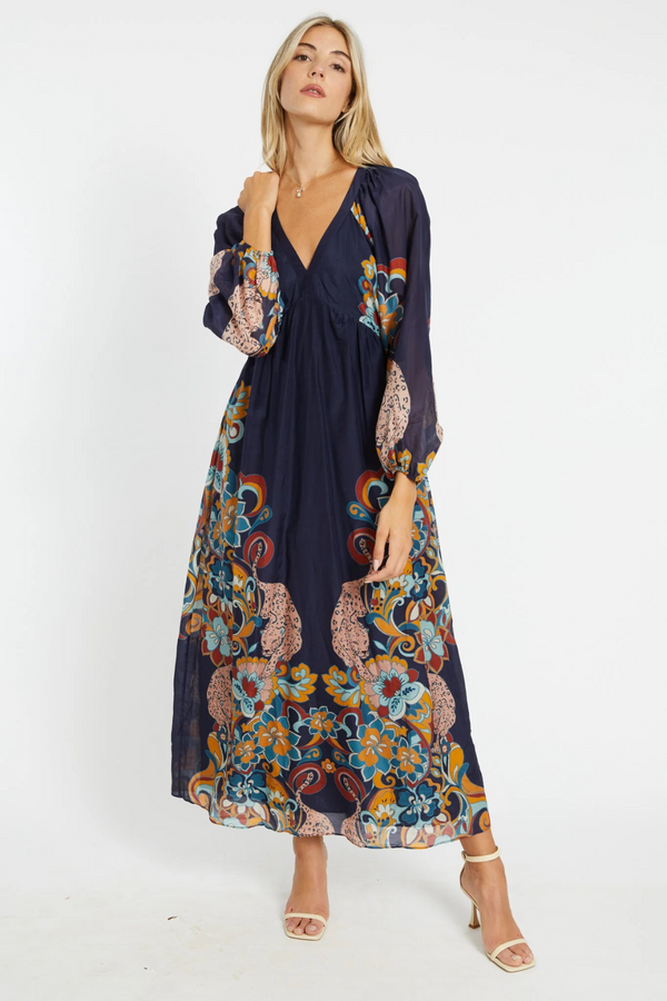 Beige Mindy Maxi Dress in Cosmic Cheetah Maxi Dress