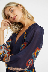 Light Gray Mindy Maxi Dress in Cosmic Cheetah Maxi Dress
