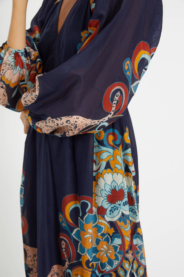 Light Gray Mindy Maxi Dress in Cosmic Cheetah Maxi Dress