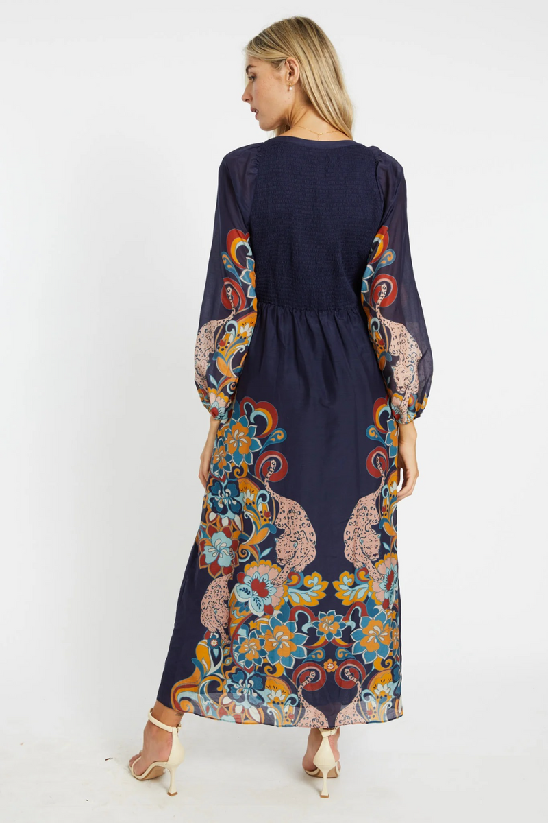 Dark Slate Gray Mindy Maxi Dress in Cosmic Cheetah Maxi Dress