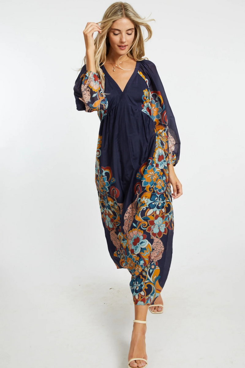 Beige Mindy Maxi Dress in Cosmic Cheetah Maxi Dress