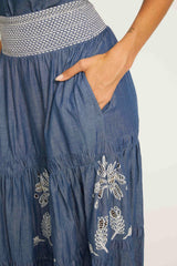 Bianca Skirt in Palm Chambray