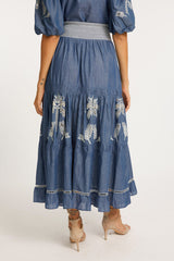 Bianca Skirt in Palm Chambray