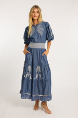 Bianca Skirt in Palm Chambray