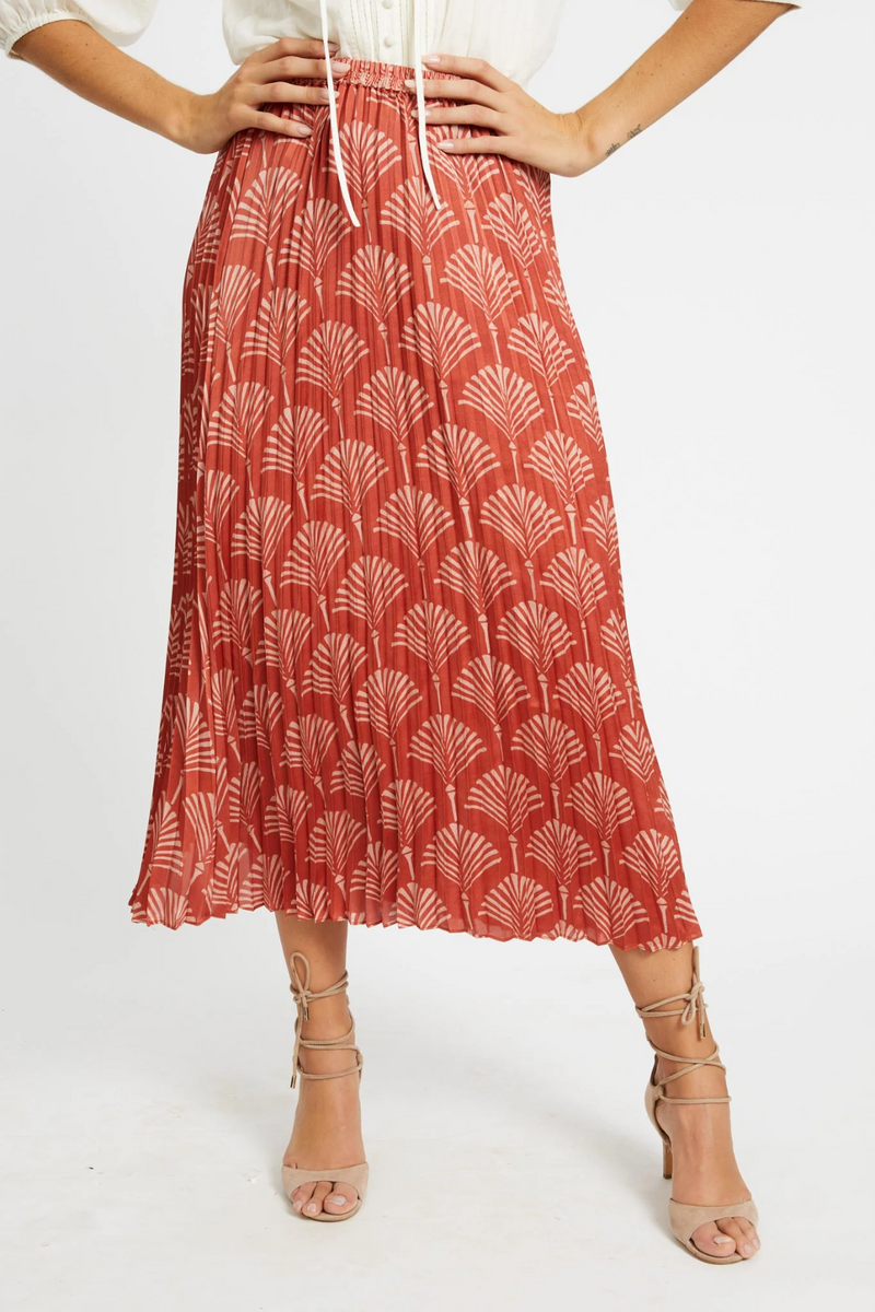 Antique White Lucille Skirt in Ginkgo Breeze Rust Midi Skirt