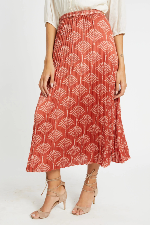 Sienna Lucille Skirt in Ginkgo Breeze Rust Midi Skirt