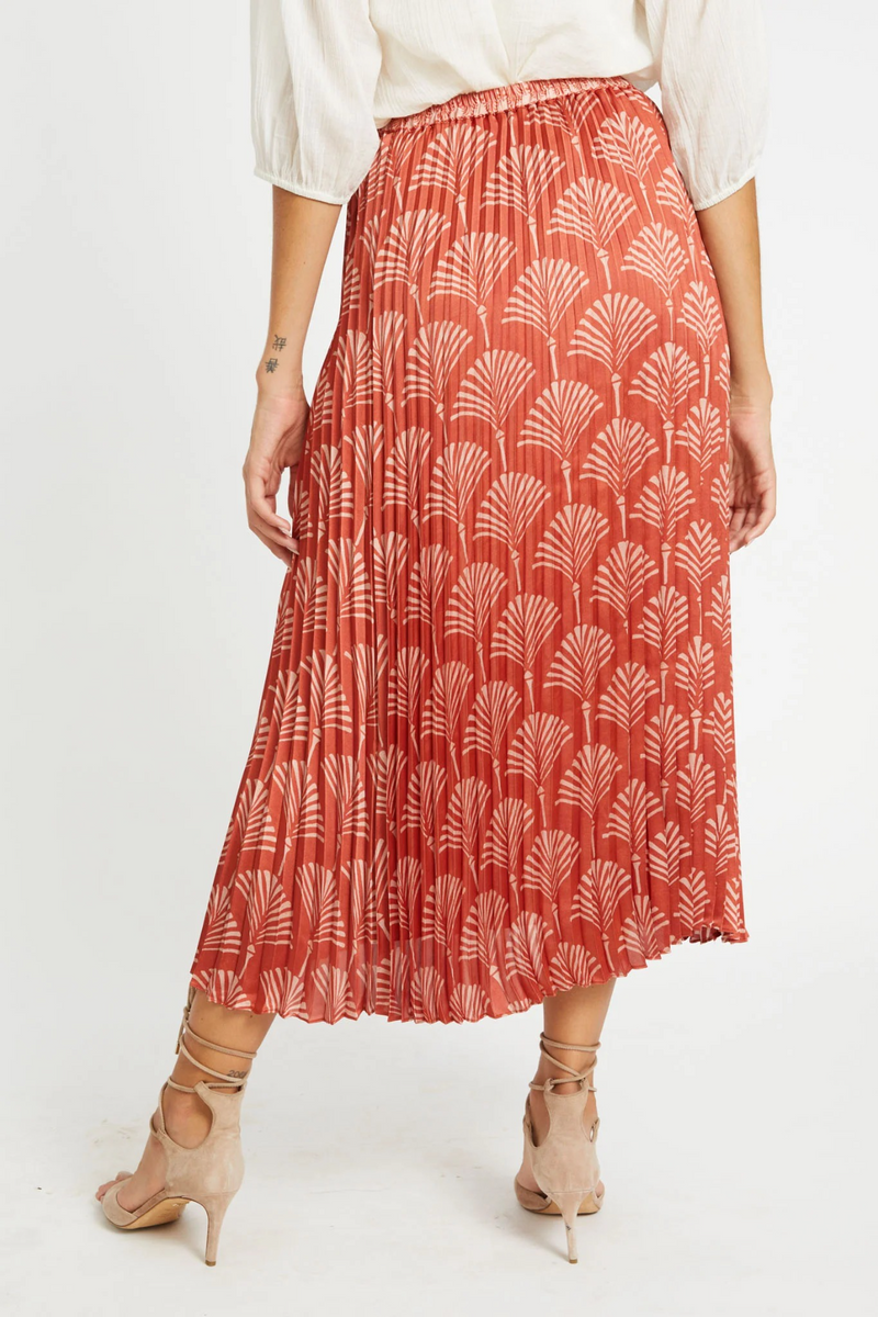 Sienna Lucille Skirt in Ginkgo Breeze Rust Midi Skirt