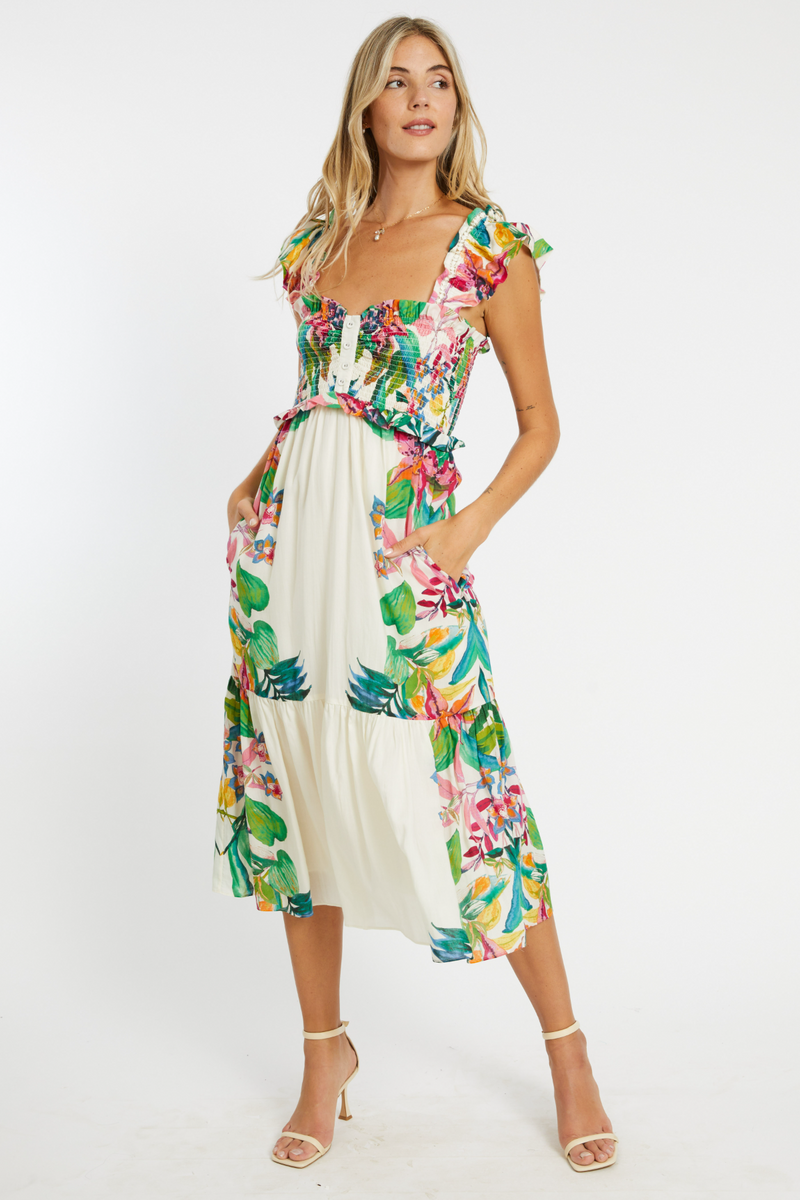 Beige NYX Dress in Amakhala Midi Dress