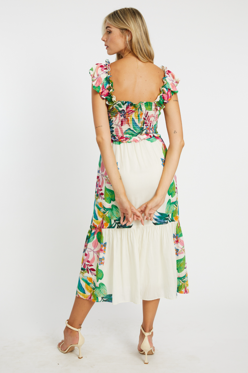 Antique White NYX Dress in Amakhala Midi Dress