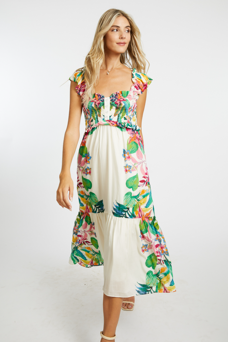 Light Gray NYX Dress in Amakhala Midi Dress