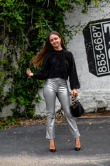 Dark Slate Gray Paz Vegan Leather Pant Pant