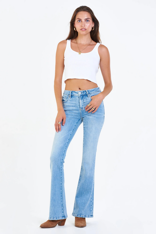 White Smoke Rosa High Rise Flare Jeans - Portmore Jeans