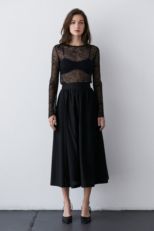 Light Gray Faye Skirt Midi Skirt