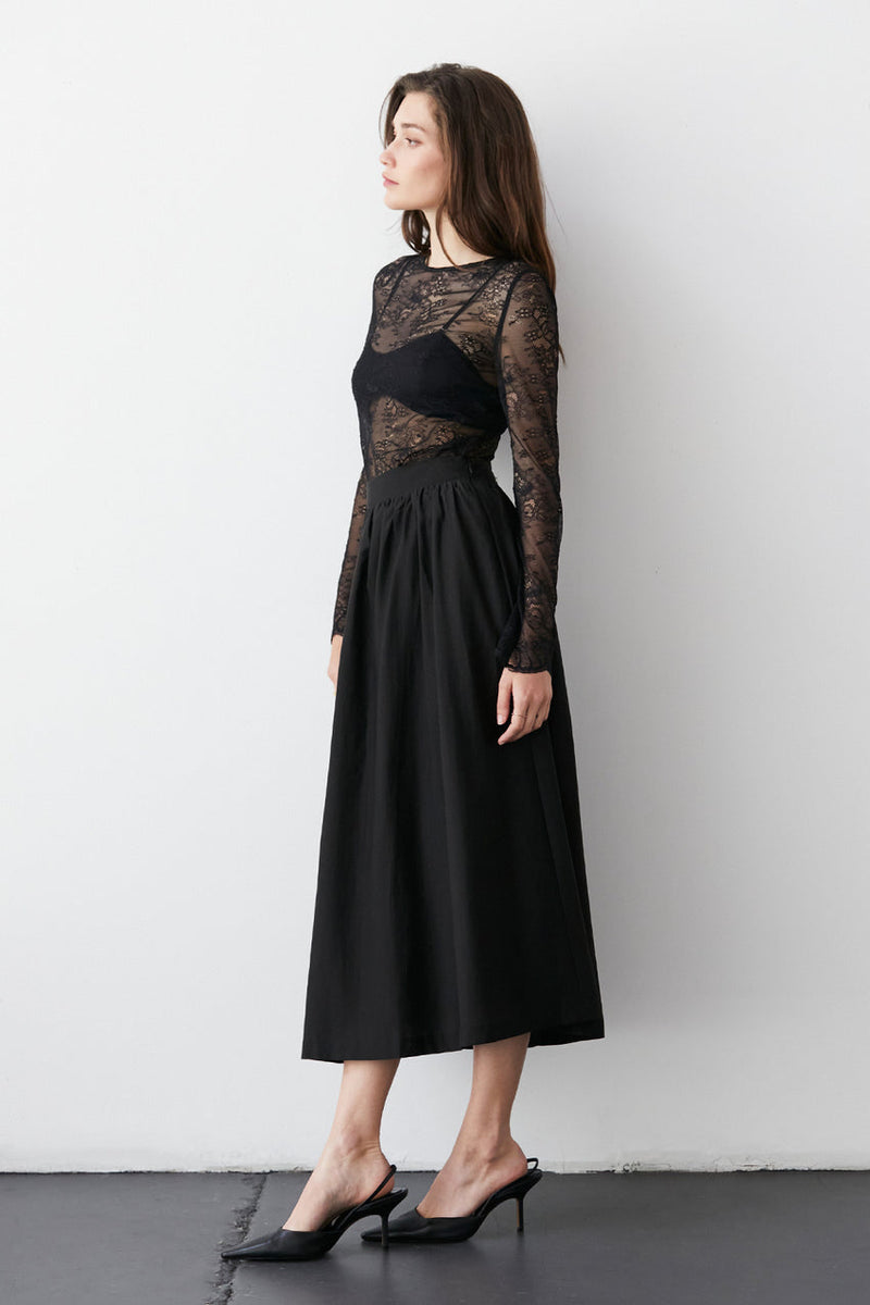 Dark Slate Gray Faye Skirt Midi Skirt