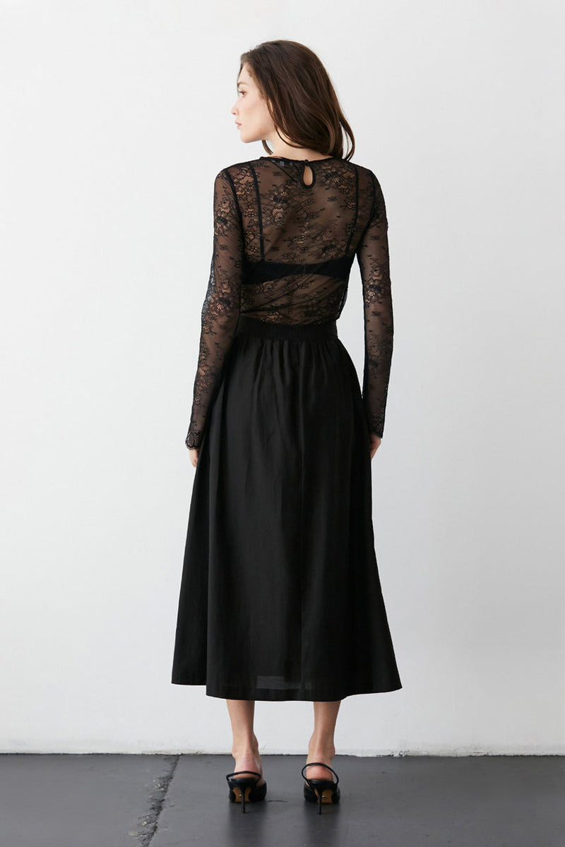 Dark Slate Gray Faye Skirt Midi Skirt