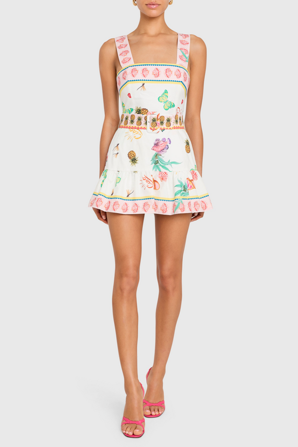 Lena Skort Romper in Postcard Print
