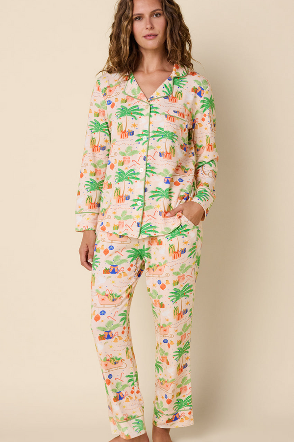 Wheat California Christmas Prima Knit Long Sleeve Pajama Pajamas