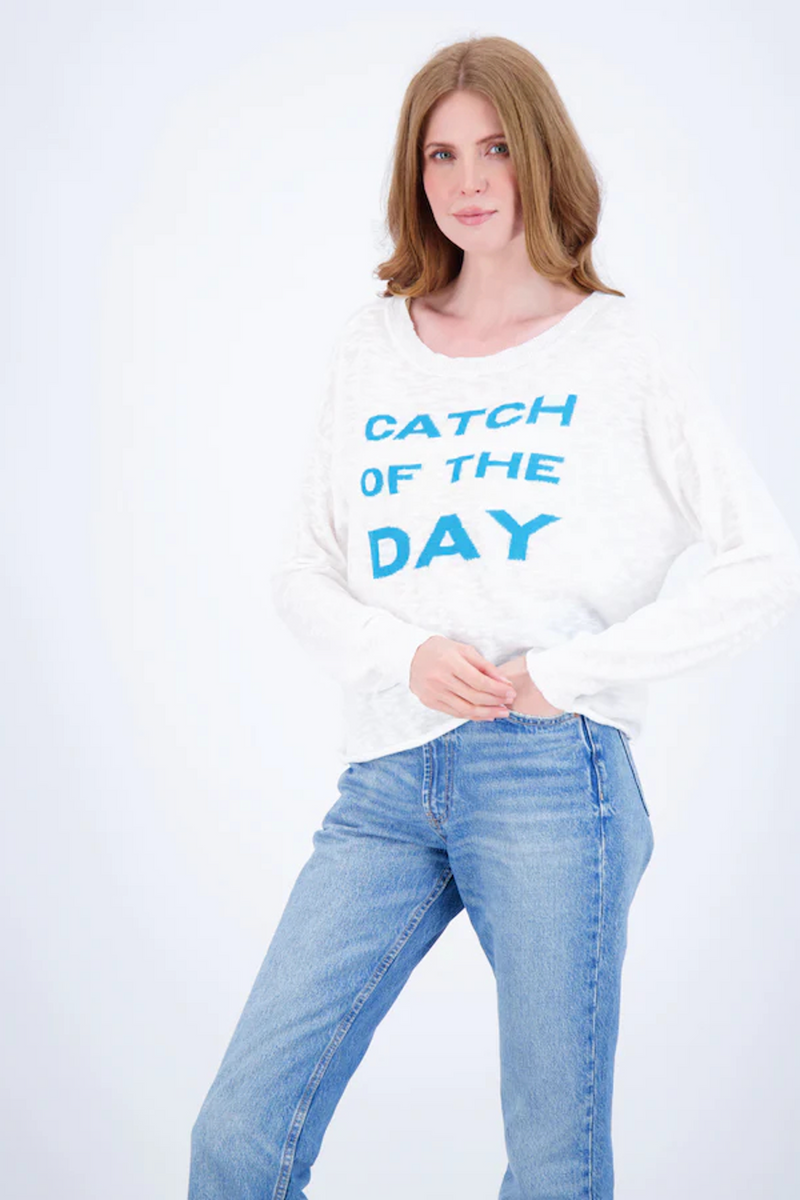 White Smoke Catch of the Day Sweater Top