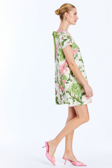 White Smoke Cecily Reversible Mini Dress in Garden Green Mini Dress